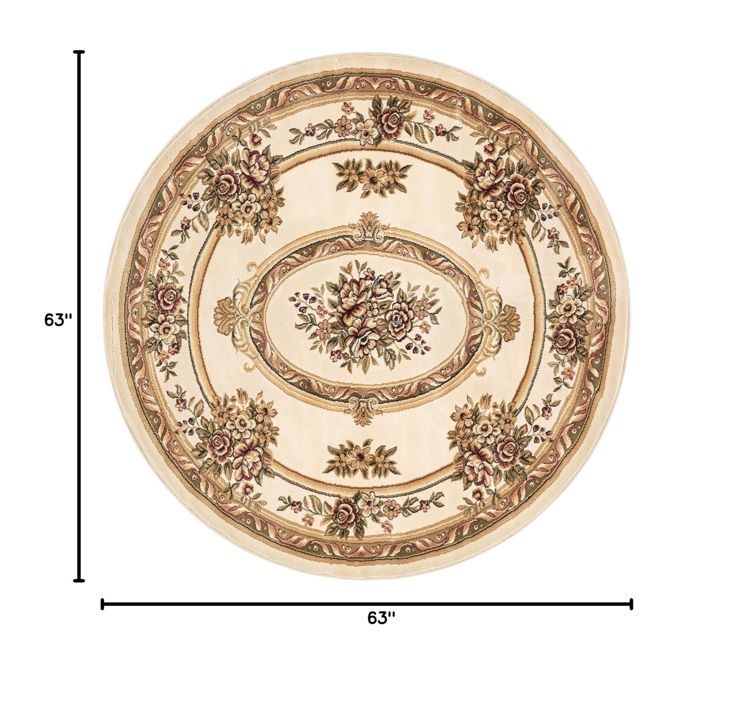 Timeless Collection Le Petit Palais Ivory 5' Foot Round Luxurious Traditional French Medallion Oriental Area Rug Perfect for Living Room Bedroom or Dining Room Easy (5'3" (Round) / Ivory)