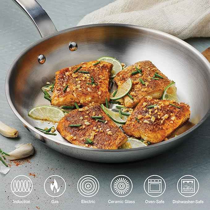 Tramontina Tempo Tri-Ply Base Stainless Steel 7-Piece Cookware Set with Glass Lids, Pots and Pans Kitchen Set, Induction-Ready, Oven-Safe, Dishwasher-Safe
