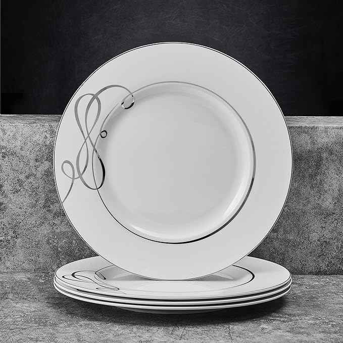 Mikasa Love Story Platinum Banded Dinner Plates, Set of 4