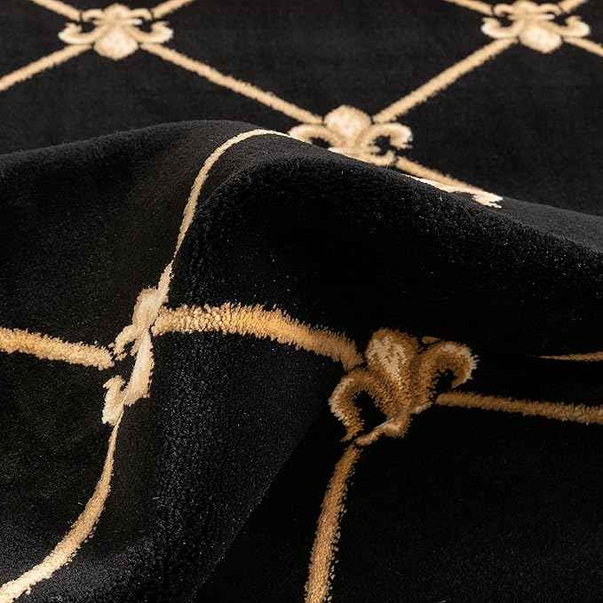 Patrician Trellis Black French European Formal Traditional 3x12 (2'7" x 12') Runner Rug Stain/Fade Resistant Contemporary Floral Thick Soft Plush Hallway Entryway Living Dining Room Area Rug