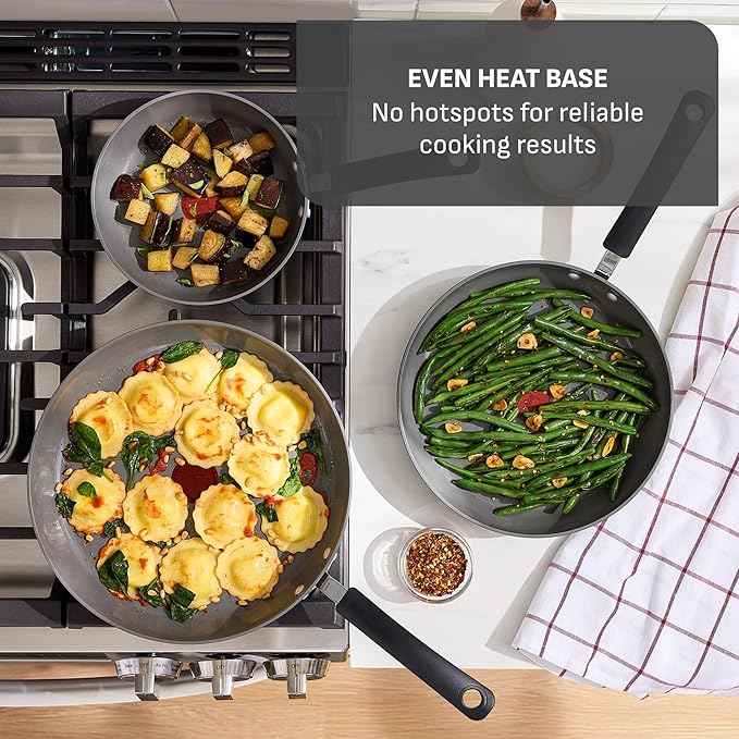 T-Fal Ultimate Hard Anodized 12-Piece Ceramic Nonstick Cookware Set, Oven Safe Up to 400°F, Ceramic Pots and Pans Set, Frying Pans, Saucepan, Stockpot, Cooking Utensils, Grey