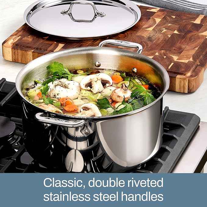 All-Clad D3® Stainless Steel 7 Piece Cookware Set- Made in USA- Includes Frying Pans, Saucepan, Sautépan, Stockpot - Professional Grade -Oven Safe & Induction Compatible