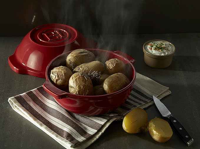 Emile Henry Ceramic Bread/Potato Cooker | Burgundy