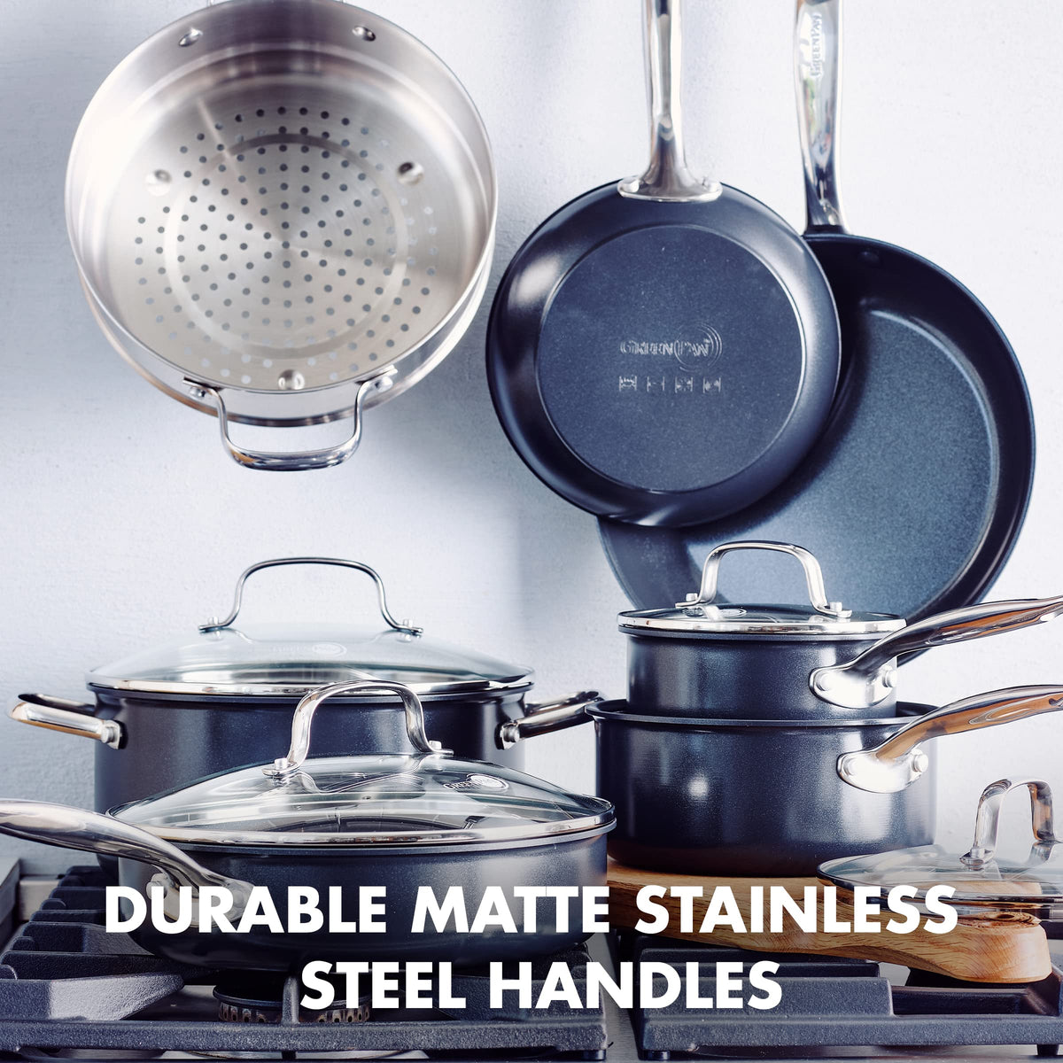 Chatham Black Prime Midnight Hard Anodized Healthy Ceramic Nonstick 11 Piece Cookware Pots and Pans Set (11 Piece Cookware Pots and Pans Set)