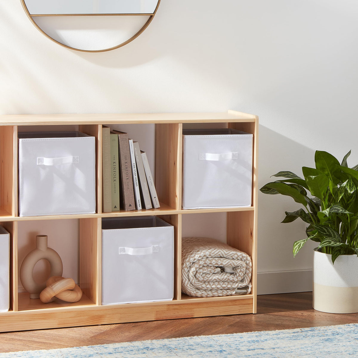 Collapsible Fabric Storage Cubes Organizer with Handles (White / 10.5"x10.5"x11")