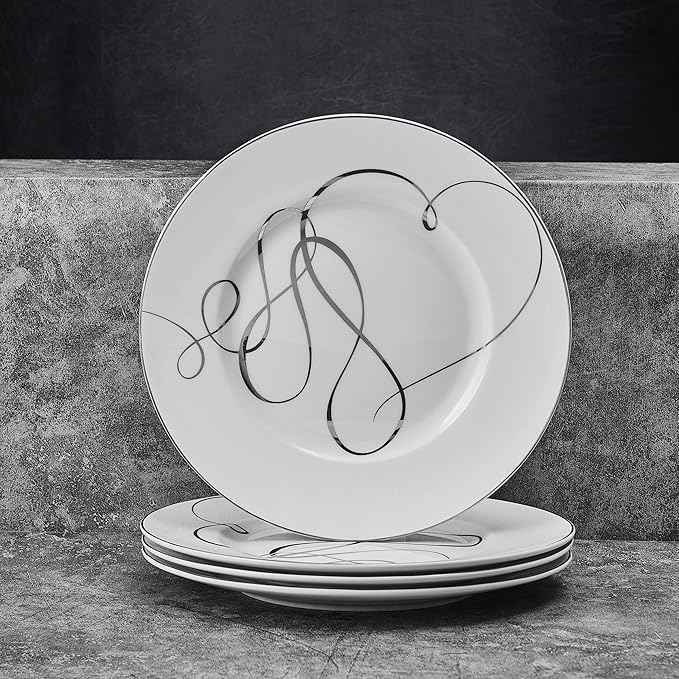 Mikasa Love Story Platinum Banded Salad Plates, Set of 4, 8.5-Inch