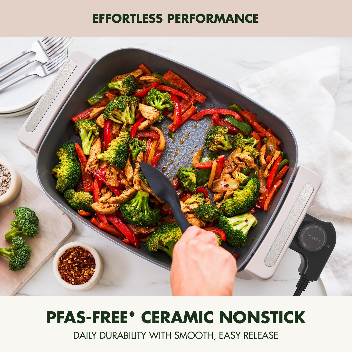 Advanced 12” X 15” Electric Skillet with Lid (12" x 5" Electric Skillet / Clay)