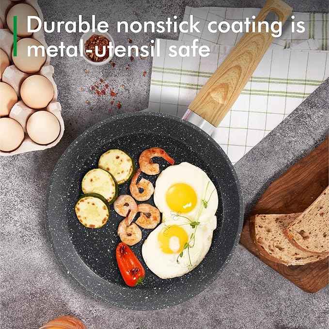 MAISON ARTS Pots and Pans Set Non Stick, 12 Piece Grey Granite Kitchen Cookware Induction Compatible, Pot and Pan Sets for Cooking Nonstick