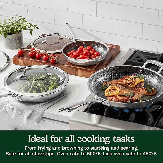 Cuisinart FusionElite+ Hybrid Nonstick Tri-Ply Stainless Steel Cookware Set, 6-Piece Skillet Cooking Set with PURELYSEAR Ceramic Nonstick Technology, Scratch Proof, Cool Grip Handles, Dishwasher Safe