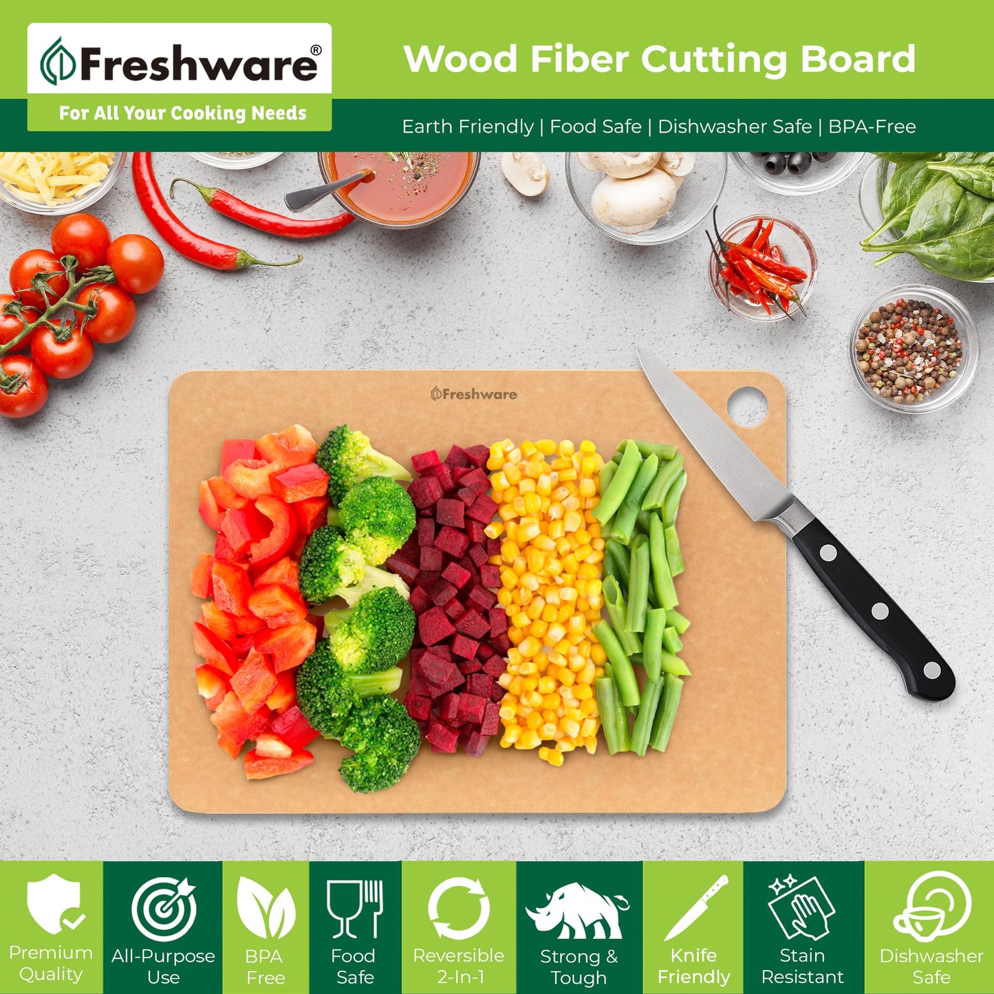 Wood Cutting Boards for Kitchen (Set of 2 [No Groove] [Natural] / One Size)