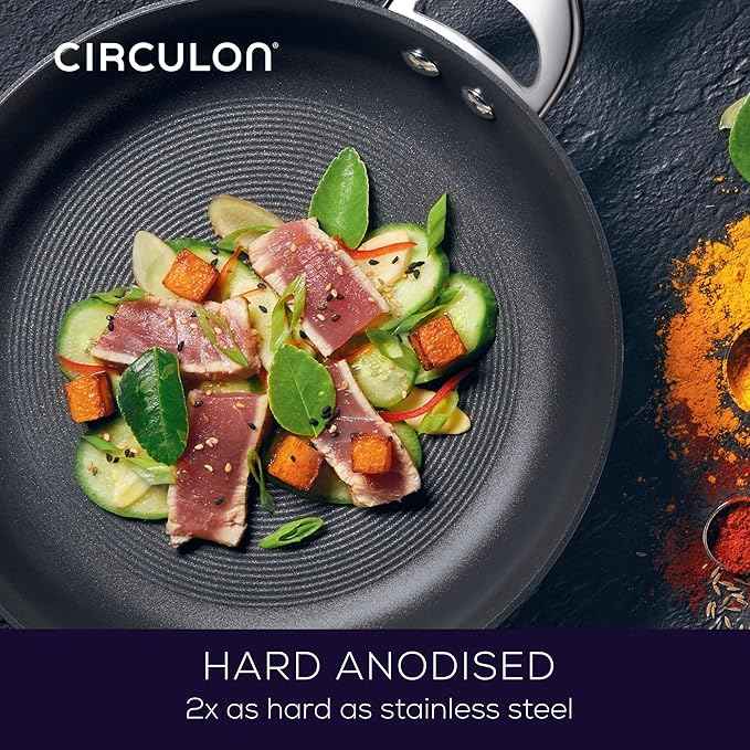 Circulon Symmetry Hard Anodized Nonstick Frying Pan Set / Skillet Set - 10 Inch and 12 Inch, Black