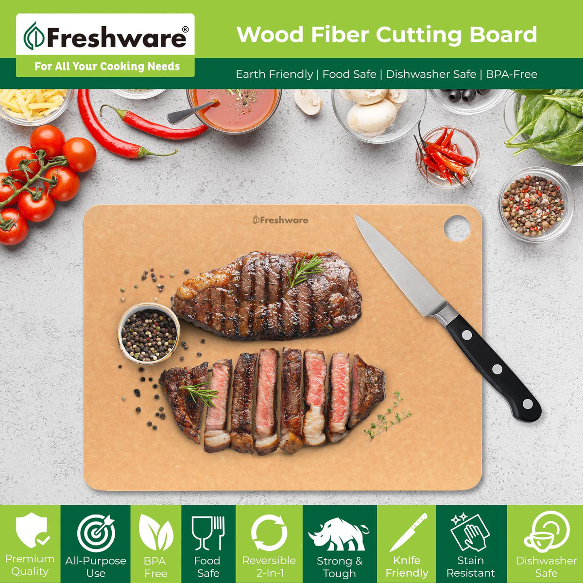 Wood Cutting Board for Kitchen (18" x 13" [No Groove] [Natural Slate] / 18"L x 13"W)