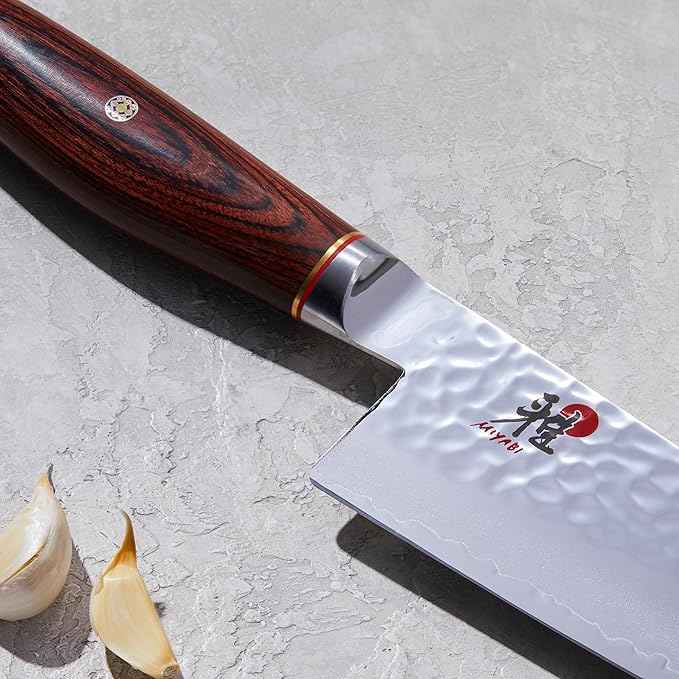 MIYABI Artisan 8-inch Chef’s Knife, Made in Japan, Sharp Hanbazuke Finish, Pakka Wood Handle