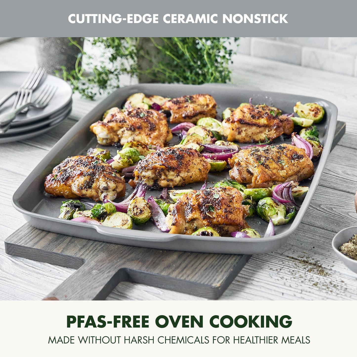 Premiere Ovenware Healthy Ceramic Nonstick 18" x 13" Half Rectangular Baking Pan