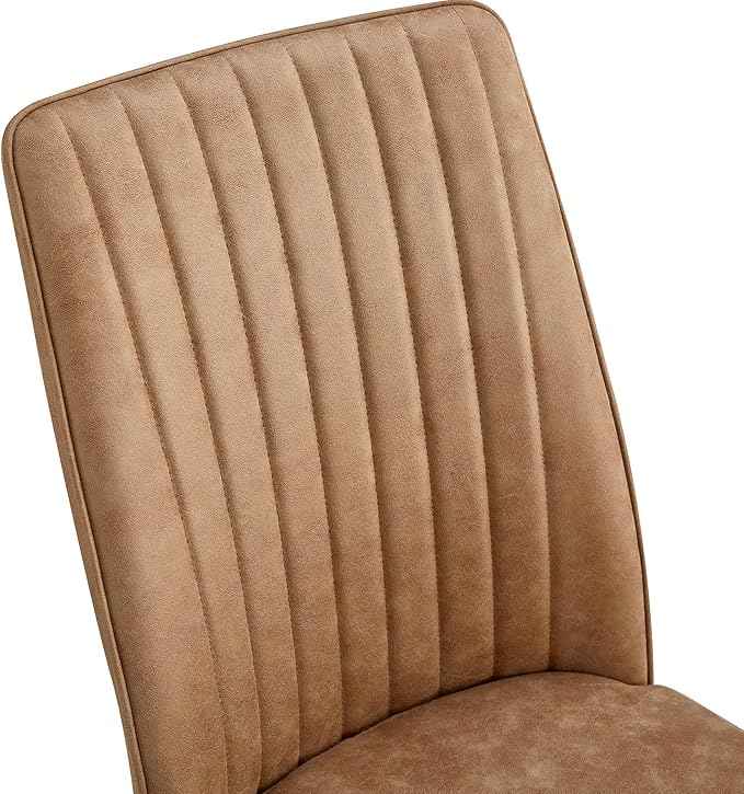 Modern Dining Chairs Set of 4 Kitchen Chairs Set Leathaire Fabric Chair with Metal Leg High Back Upholstered Chair for Dinner Room, Waiting Room(Set of 4, Brown Chair), Onesize