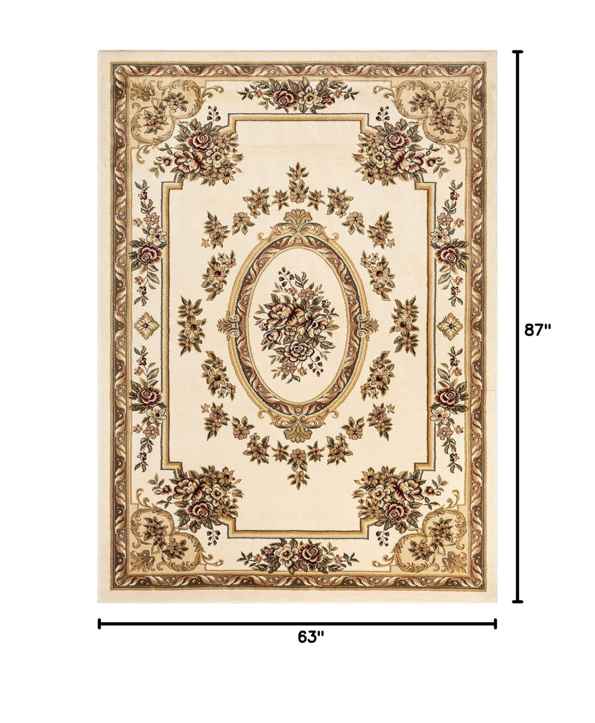 Pastoral Medallion Ivory French European Formal Traditional (5'3" x 7'3" (Rectangular) / Ivory)