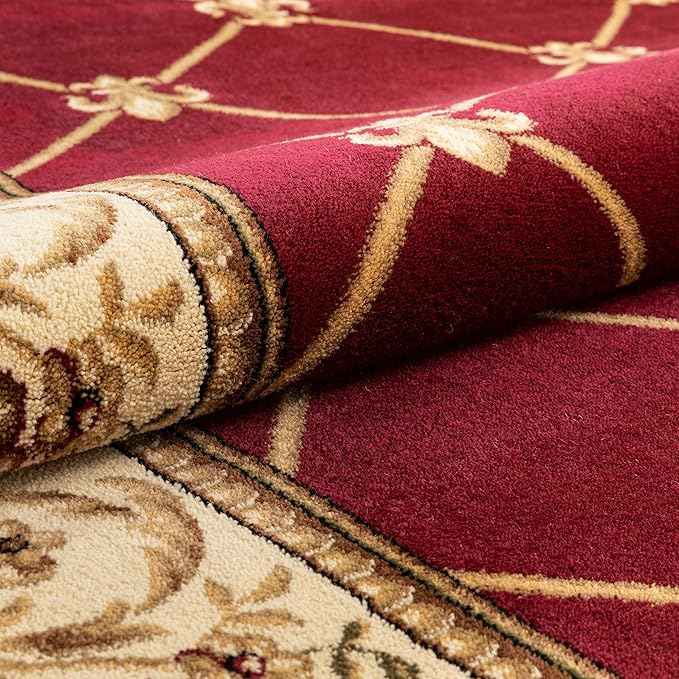 Patrician Trellis Red French European Formal Traditional 5X7 (5'3" X 7'3") Area Rug Easy To Clean Stain/Fade Resistant Shed Free Modern Contemporary Floral Thick Soft Plush Living Dining Room Rug