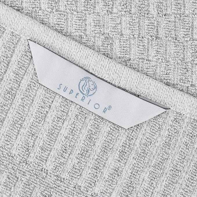 Superior Juno Viscose Cotton Blend Medium Weight Towels, for Bathroom, Shower, Spa, Plush, Quick Dry, Ultra-Soft Towels, Bath Essentials, Border Detail, 9 Piece Assorted Towel Set, Platinum