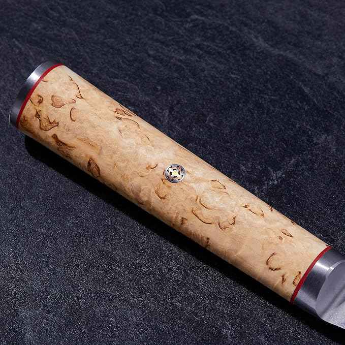 Miyabi Birchwood SG2 Japanese Chef's Knife, 9-inch, Large Blade Chef's Kitchen Knife, Karelian Birch Handle, 100-layer flower Damascus pattern, Handcrafted in Seki, Japan