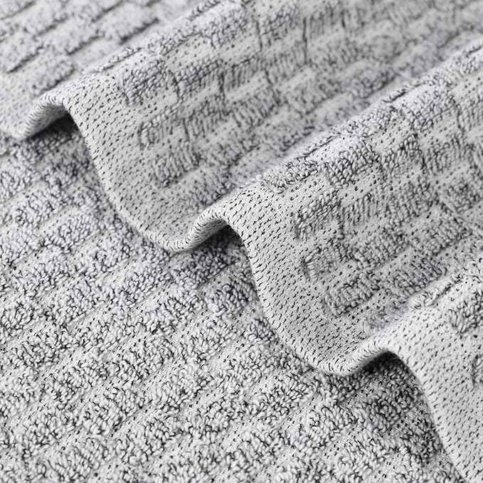 Superior Juno Viscose Cotton Blend Medium Weight Towels, for Bathroom, Shower, Spa, Plush, Quick Dry, Ultra-Soft Towels, Bath Essentials, Border Detail, 9 Piece Assorted Towel Set, Charcoal