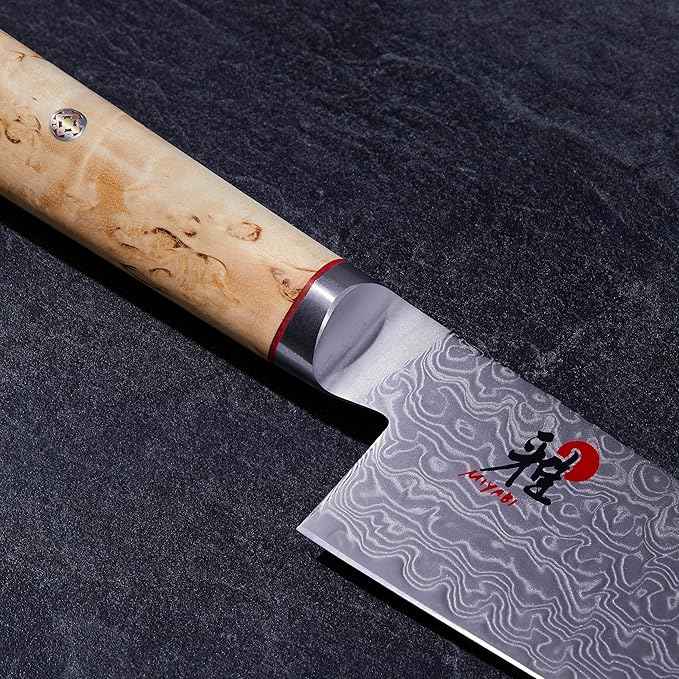 Miyabi Birchwood SG2 Japanese Chef's Knife, 8-inch, Chef's Kitchen Knife, Karelian Birch Handle, 100-layer flower Damascus pattern, Handcrafted in Seki, Japan
