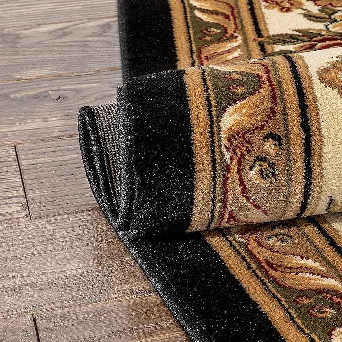 Well Woven Pastoral Medallion Black French European Formal Traditional Area Rug (5'3" x 7'3") Easy to Clean Stain/Fade Resistant Modern Contemporary Floral Thick Soft Plush Living Dining Room Rug
