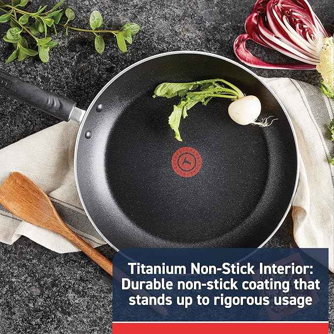 T-Fal Experience Nonstick Fry Pan 8 Inch, Induction Compatible, Oven Safe 400F, Cookware, Non Stick Frying Pan, Skillet, Cooking, Kitchen, Egg Pan, Pots and Pans, Home, Dishwasher Safe, Black