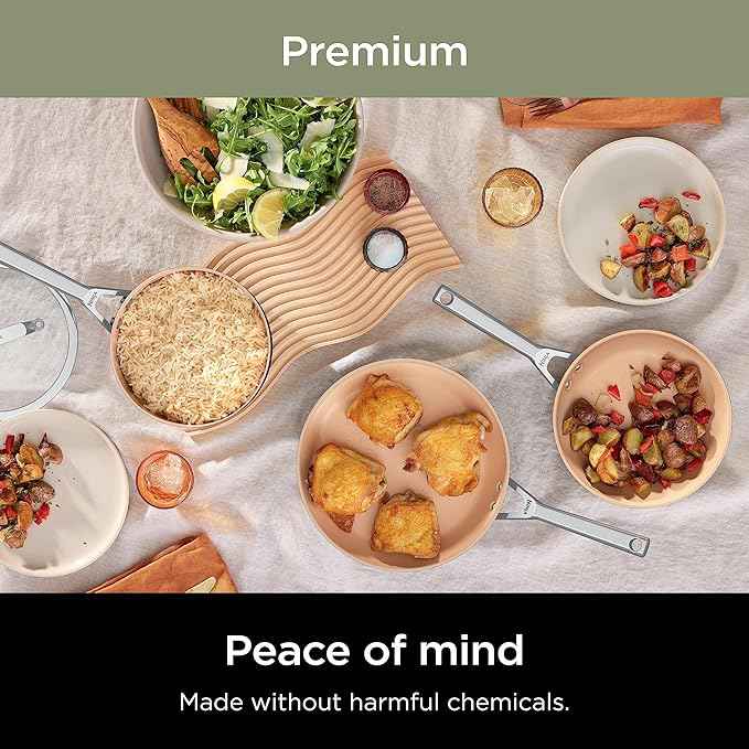 Ninja Pots and Pans Set Non Stick | Extended Life Premium Ceramic Cookware Set | 9-Piece Nonstick | PTFE Free | Oven Safe to 550°F | Induction Compatible | Frying Pan x3 | Cooking Pot x3 | CW99009