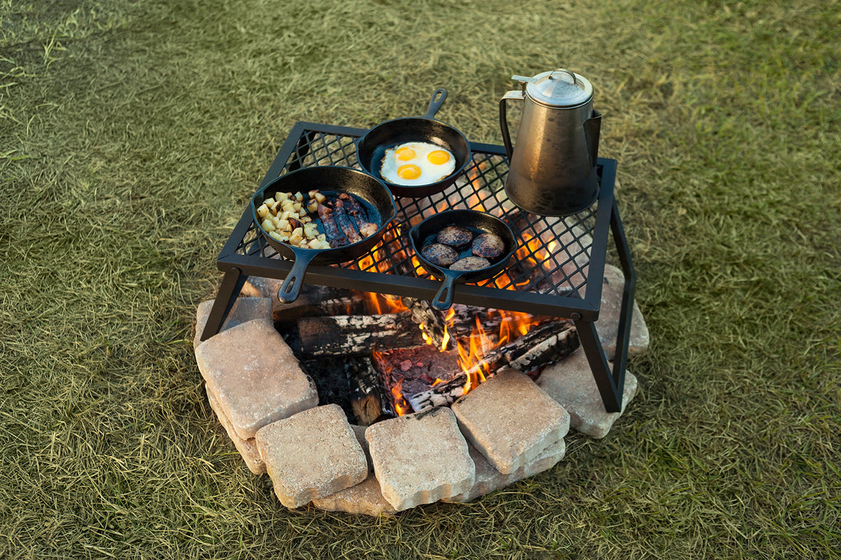 Heavy Duty Portable Camping Grill Grate for Outdoor Open Flame Cooking