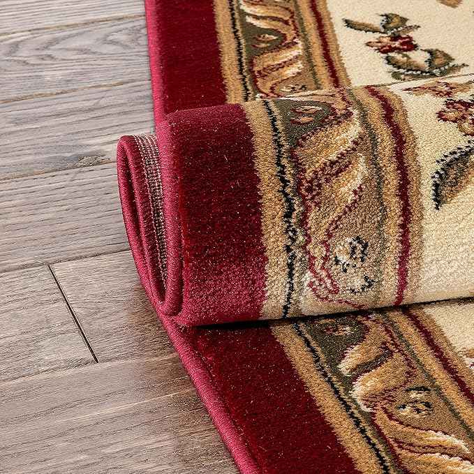 Well Woven Pastoral Medallion Red French European Formal Traditional Area Rug (7'10" x 10'6") Contemporary Floral Thick Soft Plush Living Dining Room Rug