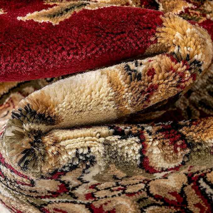 Well Woven Timeless Collection Le Petit Palais Red 11x15 Luxurious Traditional French Aubusson Medallion Oriental Area Rug Perfect for Living Room Bedroom or Dining Room Easy-to-Clean Durable Design