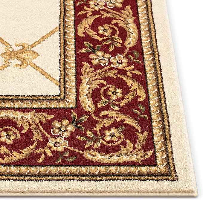 Well Woven Timeless Collection Fleur De Lis Ivory 3x12 Runner Luxurious Traditional French Aubusson Oriental Area Rug Perfect for Living Room Bedroom or Dining Room Easy-to-Clean Durable Design