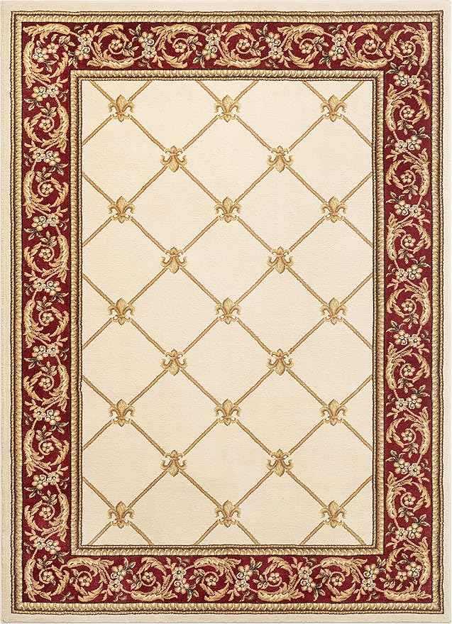 Well Woven Timeless Collection Fleur De Lis Ivory 3x5 Luxurious Traditional French Aubusson Oriental Area Rug Perfect for Living Room Bedroom or Dining Room Easy-to-Clean Durable Design