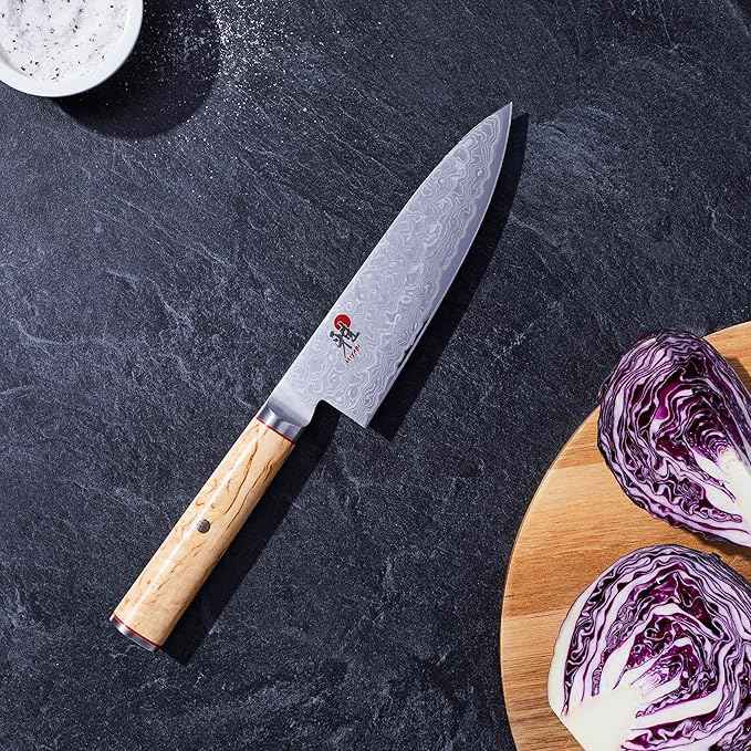 Miyabi Birchwood SG2 Japanese Chef's Knife, 6-inch, Designed for Smaller Hands, Lighter Feel, Chef's Kitchen Knife, Karelian Birch Handle, 100-layer flower Damascus pattern, Handcrafted in Seki, Japan
