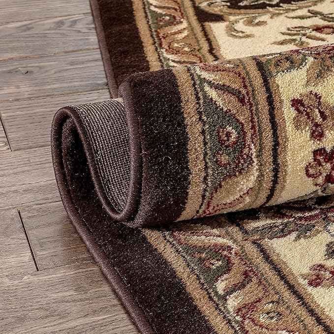 Pastoral Medallion Brown French (7'10'' x 10'6") Area Rug European Floral Formal Traditional Area Rug Easy Clean Shed Free Modern Classic Contemporary Thick Soft Plush Living Dining Room Rug