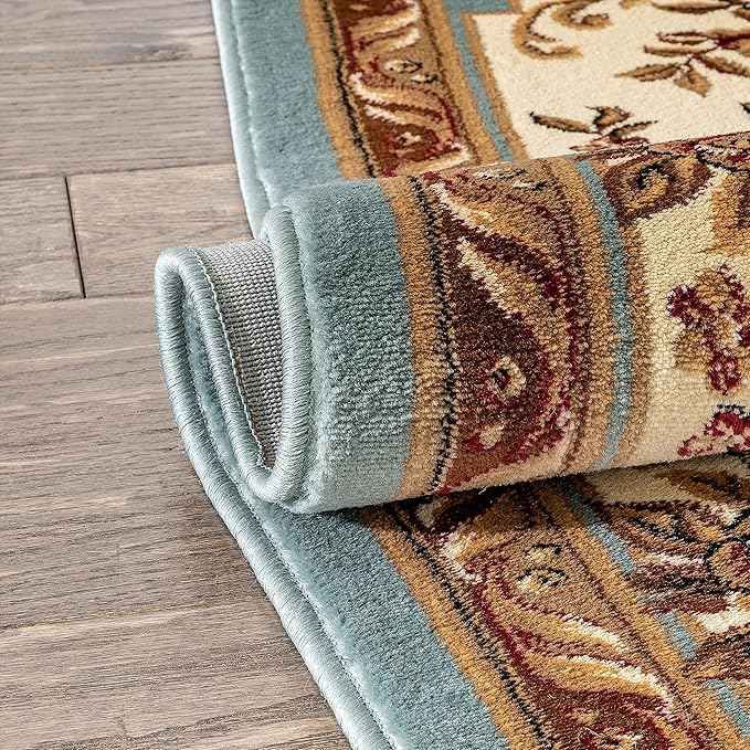 Well Woven Timeless Collection Le Petit Palais Light Blue 5x7 Luxurious Traditional French Medallion Oriental Area Rug Perfect for Living Room Bedroom or Dining Room Easy-to-Clean Durable Design
