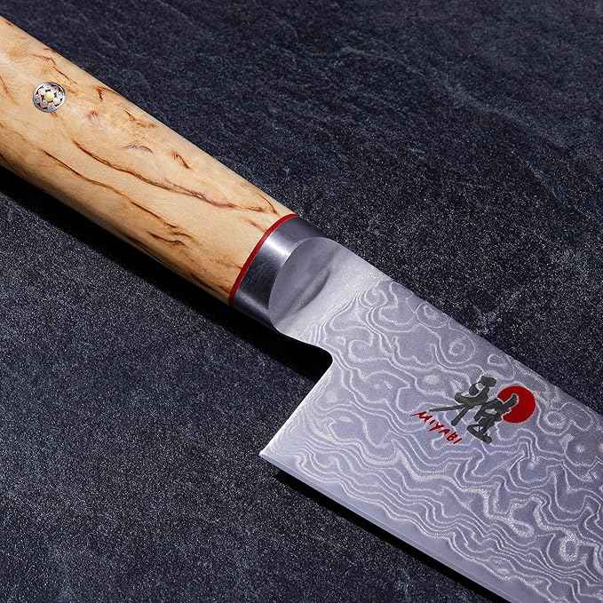 Miyabi Birchwood SG2 Japanese Chef's Knife, 6-inch, Designed for Smaller Hands, Lighter Feel, Chef's Kitchen Knife, Karelian Birch Handle, 100-layer flower Damascus pattern, Handcrafted in Seki, Japan