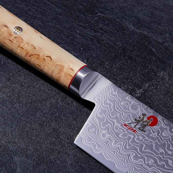 Miyabi Birchwood SG2 Japanese Nakiri Knife, 6.5-inch, Vegatable Kitchen Knife, Karelian Birch Handle, 100-layer flower Damascus pattern, Handcrafted in Seki, Japan