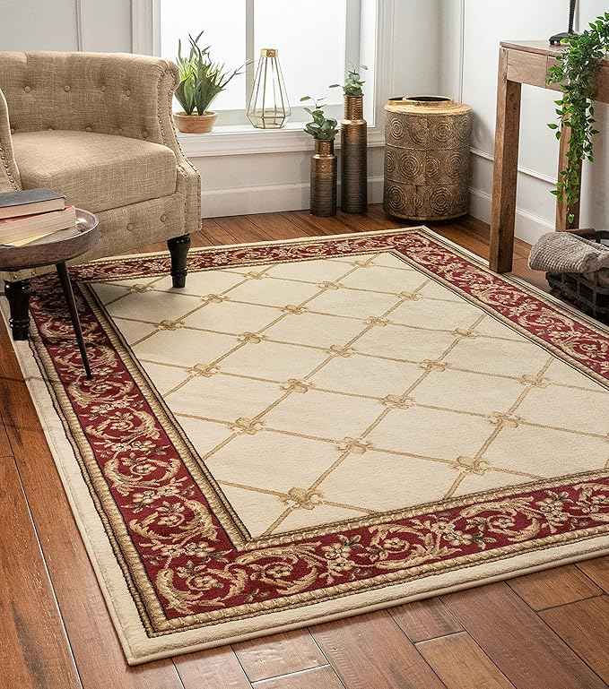 Well Woven Timeless Collection Fleur De Lis Ivory 3x5 Luxurious Traditional French Aubusson Oriental Area Rug Perfect for Living Room Bedroom or Dining Room Easy-to-Clean Durable Design