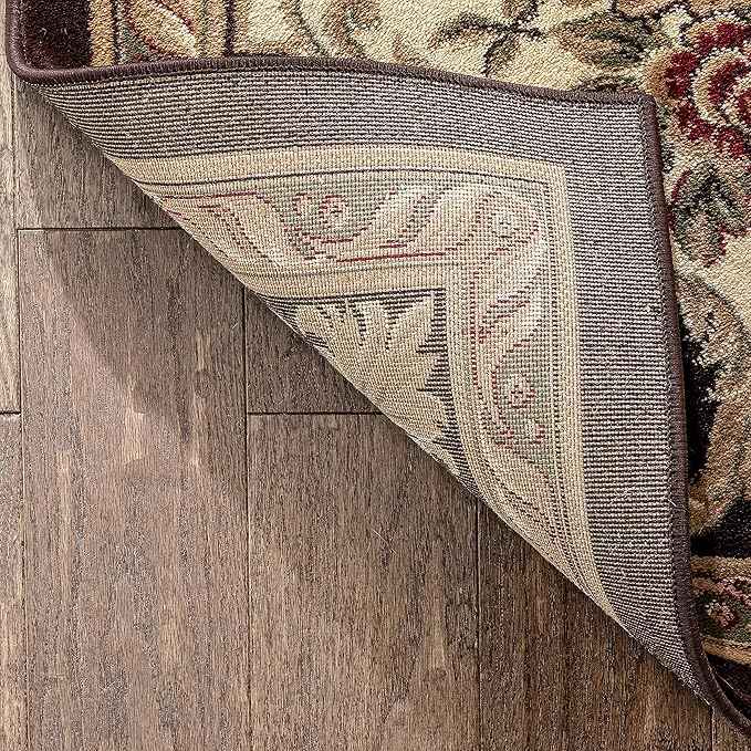 Pastoral Medallion Brown French (7'10'' x 10'6") Area Rug European Floral Formal Traditional Area Rug Easy Clean Shed Free Modern Classic Contemporary Thick Soft Plush Living Dining Room Rug
