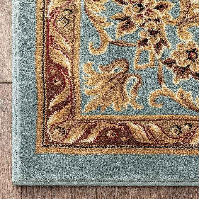 Well Woven Timeless Collection Le Petit Palais Light Blue 5x7 Luxurious Traditional French Medallion Oriental Area Rug Perfect for Living Room Bedroom or Dining Room Easy-to-Clean Durable Design
