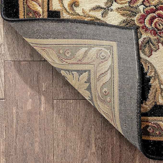 Pastoral Medallion Black French European Formal Traditional 8x11 8x10 (7'10" x 10'6") Area Rug Easy to Clean Stain / Fade Resistant Contemporary Floral Thick Soft Plush Living Dining Room Rug