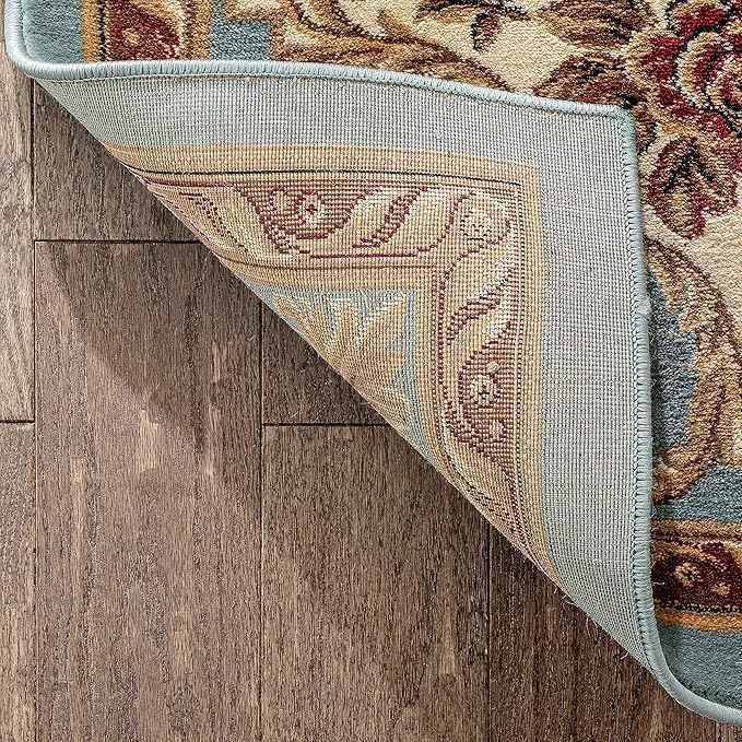 Well Woven Timeless Collection Le Petit Palais Light Blue 5x7 Luxurious Traditional French Medallion Oriental Area Rug Perfect for Living Room Bedroom or Dining Room Easy-to-Clean Durable Design