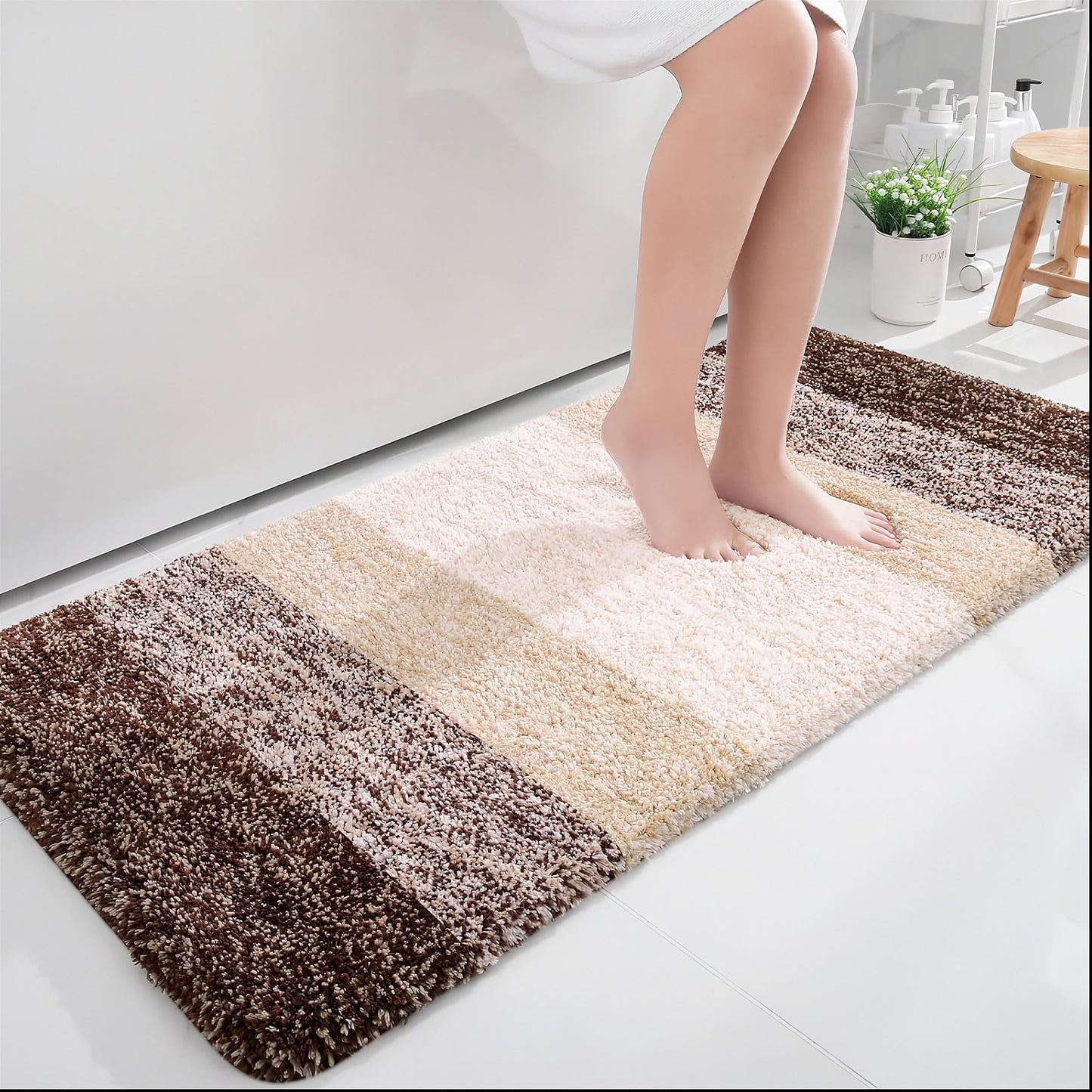 OLANLY Bathroom Runner Rugs 40x24, Extra Soft Absorbent Microfiber Bath Rugs, Rubber Backing, Quick Dry, Machine Washable Bath Mats for Bathroom Floor, Tub and Shower, Home Decor Accessories, Brown