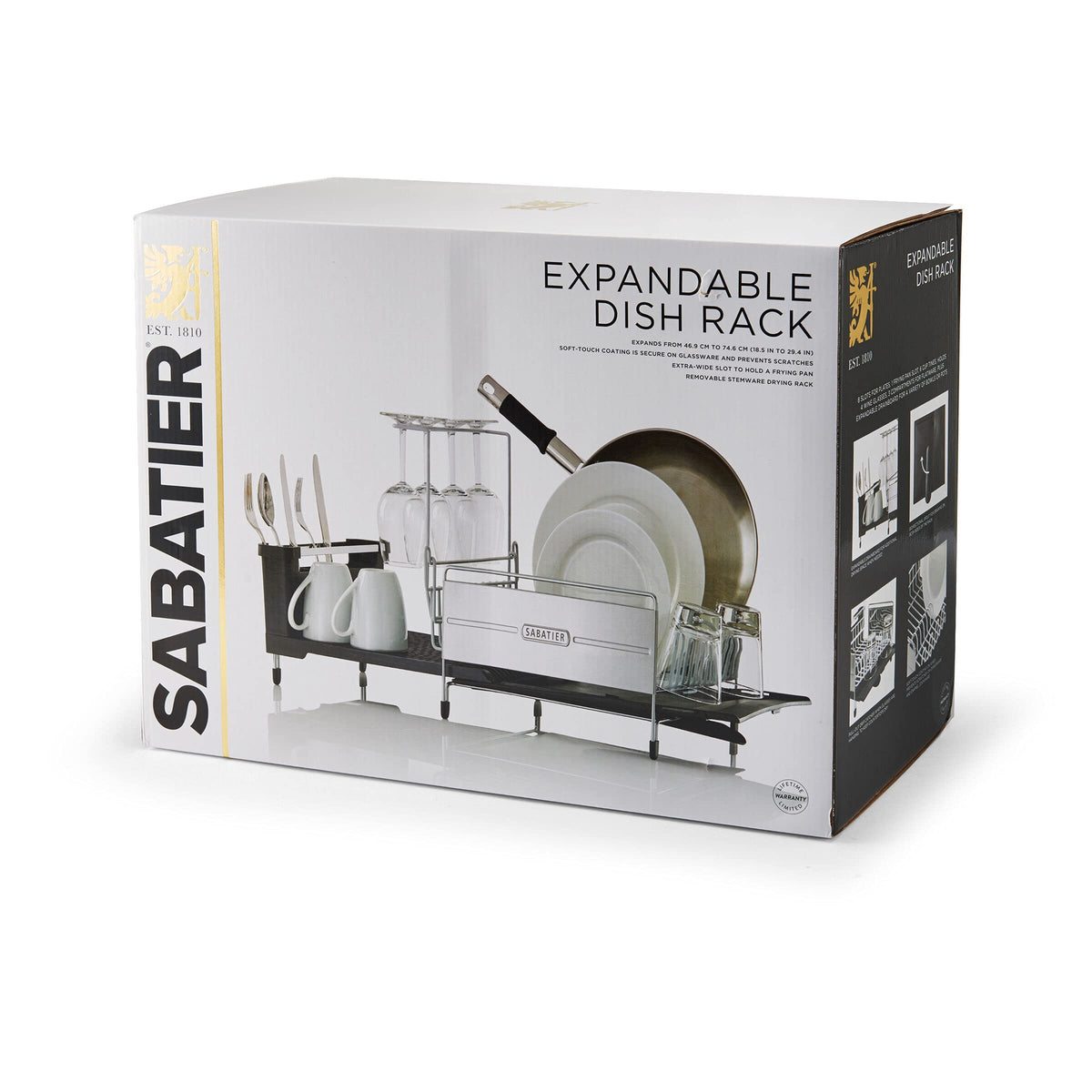 Expandable Dish Drying Rack with Drainboard (Gray/Black)