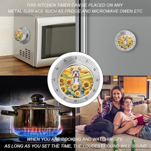 Pit Bull Dog Sunflower Kitchen Timer Mechanical No (Style-5 / One Size)
