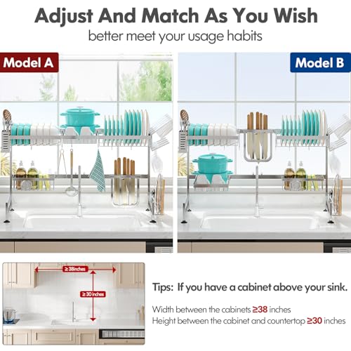 2 Tier Extra Large Stainless Steel Over The Sink Dish Drying Rack (Silver / Over Sink 2 Tier)