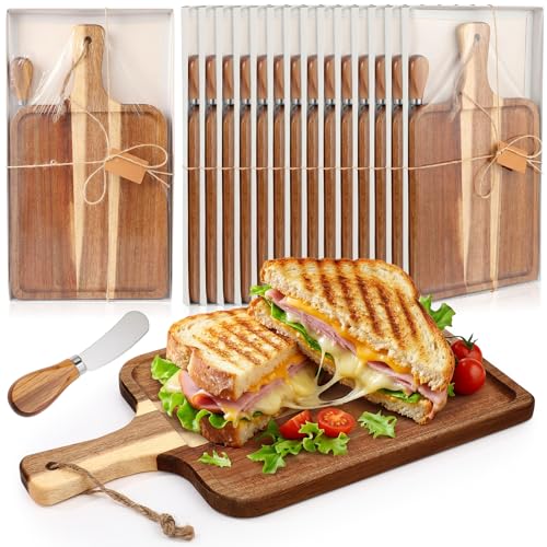 16set Acacia Wood Charcuterie Board with Knife (14 x 8 Inches)