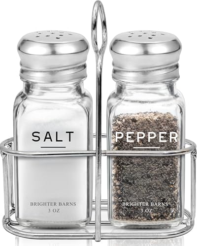 Glass Salt and Pepper Shakers Set with Holder