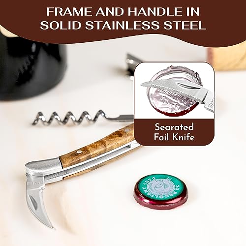 The Wine Chic Premium Professional Corkscrew Wine Opener with Elegant Wood Handle